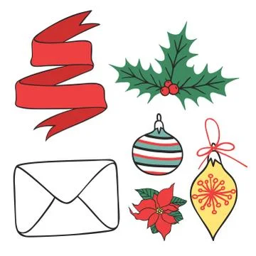 Christmas greeting card vector background banner holidays winter xmas hand draw Stock Illustration