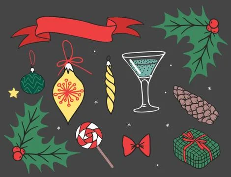 Christmas greeting card vector background banner holidays winter xmas hand draw Stock Illustration