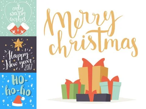 Christmas greeting card vector background banner holidays winter xmas hand draw イラスト素材