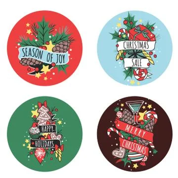 Christmas greeting card vector background banner holidays winter xmas hand draw Stock Illustration
