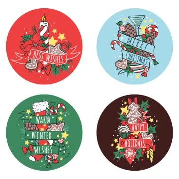 Christmas greeting card vector background banner holidays winter xmas hand draw Stock Illustration