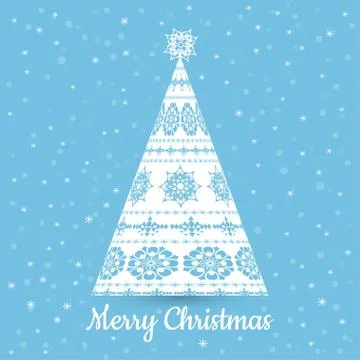 Christmas Greeting Card. Vector illustration.Snowflake Christmas Tree Design Stock Illustration