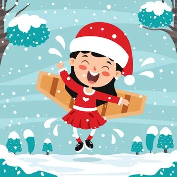 Christmas Greeting With Cartoon Character Stock Illustration