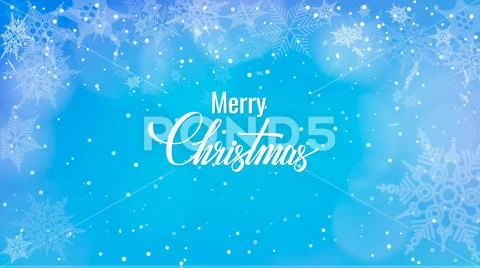 Christmas greeting on snow background. Merry Christmas words on blue winter Stock Illustration