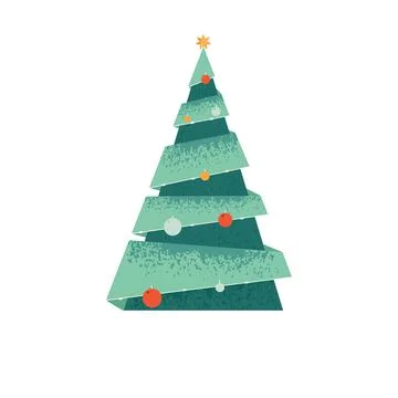 Christmas greeting with tree, background flat design Stock Illustration