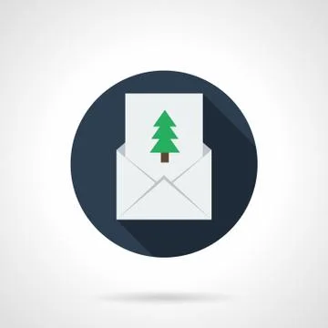 Christmas greetings round flat vector icon Stock Illustration