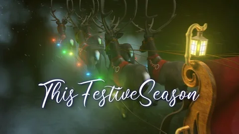 Christmas Greetings with Santa and Sleigh Stock After Effects