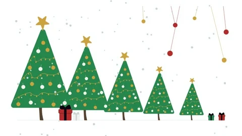 Christmas Grove Pine Forest Winter Holiday Vector Horizontal Pan Animation 스톡 동영상 345264379