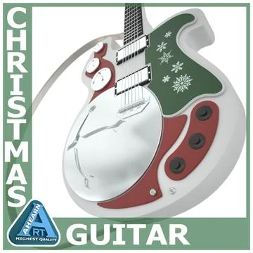 Christmas Guitar 3D Model