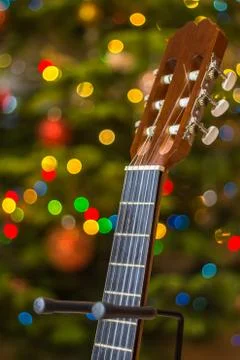 Christmas guitar Stock Photos