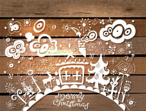 Christmas hand drawn background Stock Illustration