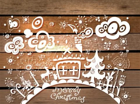 Christmas hand drawn background Stock Illustration