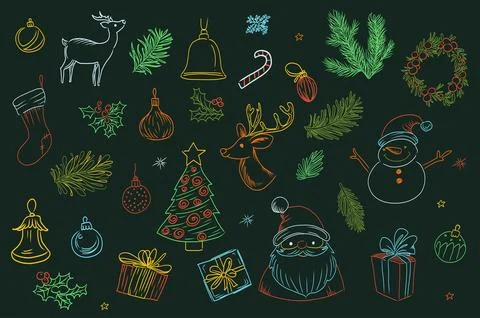 Christmas Hand Drawn Doodle 스톡 일러스트