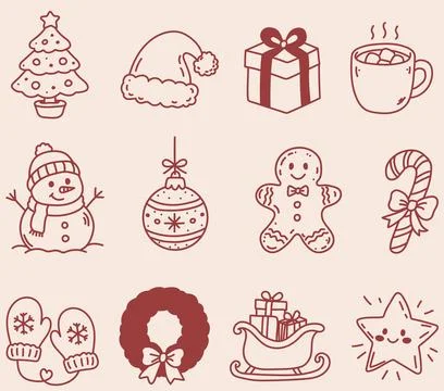 Christmas Hand Drawn Doodle Set イラスト素材