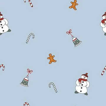 Christmas hand-drawn seamless pattern Stock Illustration