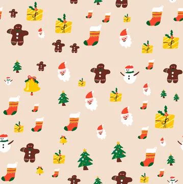 Christmas hand drawn seamless pattern vector and illustrations Stock Illustration