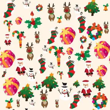 Christmas hand drawn seamless pattern vector and illustration Stock Illustration
