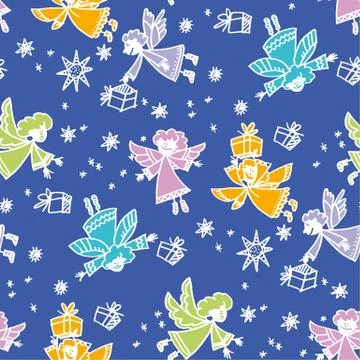 Christmas hand drawn seamless vector pattern Illustrazione stock