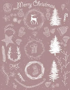 Christmas hand drawn set Illustrazione stock