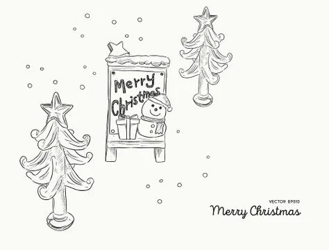 Christmas hand drawn set. Vector illustration. Stock Illustration