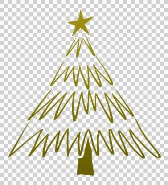 Christmas Handdrawn Minimalist Pine Tree Illustration with Star Simple Festive H Stock Illustration