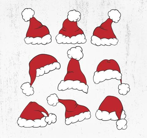 Christmas hat bundle, Cricut file silhouettes Stock Illustration