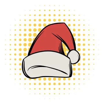 Christmas hat comics icon Stock Illustration