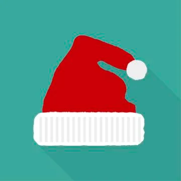 Christmas hat in a flat style icon Stock Illustration