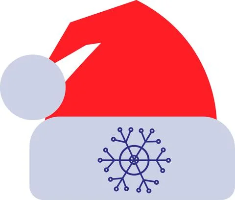 Christmas hat with a snowflake on a white background. Stock Illustration