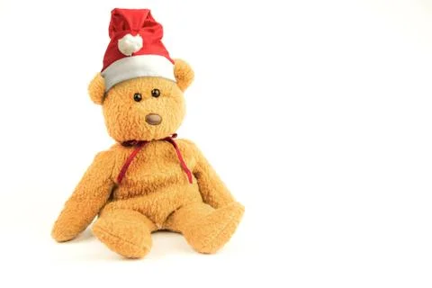 Christmas hat with Teddy Bear Stock Photos