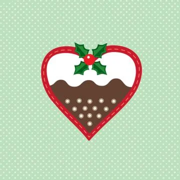 Christmas heart pudding decoration vector icon Stock Illustration