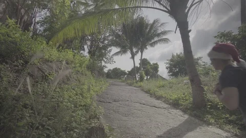 Christmas Hiking on an Island 1 of 4 (SLOG3) Stock Footage