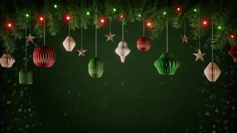 Christmas Holiday Background Seamless Loop with Hanging Paper Xmas Ornament.. 스톡 동영상 322052574
