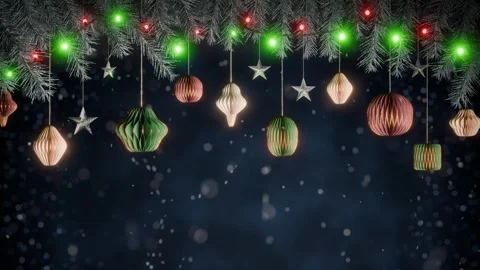 Christmas Holiday Background Seamless Loop with Frosted Pine Branches, Hang.. Stock-Footage 322170678