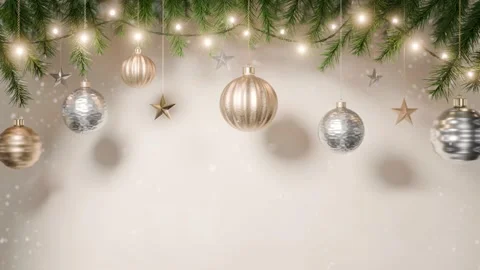Christmas Holiday Background Seamless Loop with Gold &amp; Silver Baubles, Twin.. 스톡 동영상 322773760