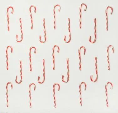Christmas holiday candy cane pattern, texture and background, top view Stock Photos