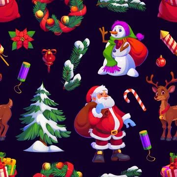Christmas holiday characters seamless pattern Stock Illustration