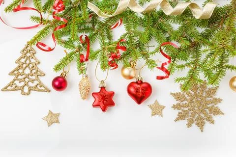 Christmas holiday composition. Festive creative pattern, xmas red decor hol.. Stock Photos