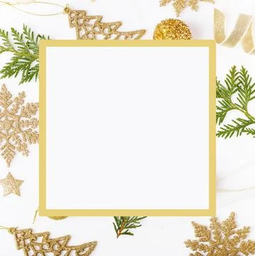 Christmas holiday composition. Festive creative golden pattern, xmas gold d.. Stock Photos