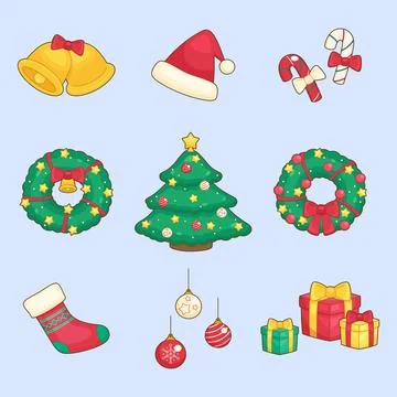 Christmas holiday element set Stock Illustration