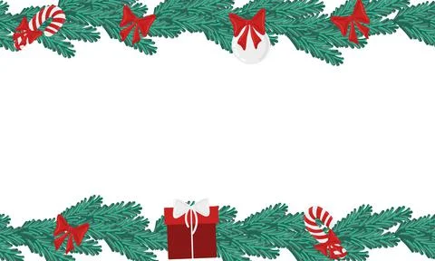 Christmas holiday evergreen vector frame with holiday decoration Stock Illustration