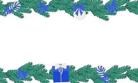 Christmas holiday evergreen vector frame with holiday decoration Stock Illustration