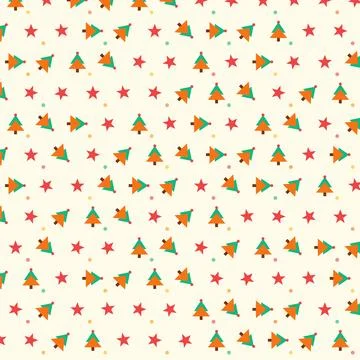 Christmas holiday festive seamless pattern with pine trees and stars backgr.. Stock Illustration