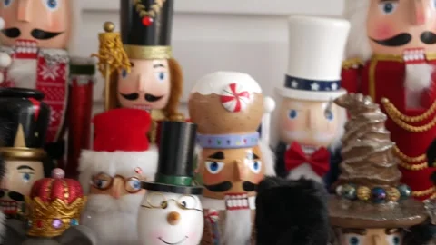 Christmas Holiday Home Series - Nutcracker Statues 2 Stock Footage 320853116
