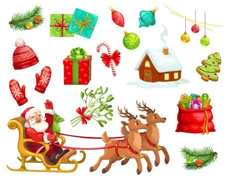Christmas holiday icons and characters Stock Illustration