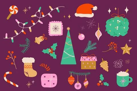Christmas Holiday Isolated Elements Set Stock Illustration