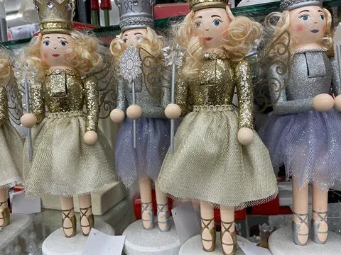 Christmas holiday Nutcracker decor group of dolls Stock Photos