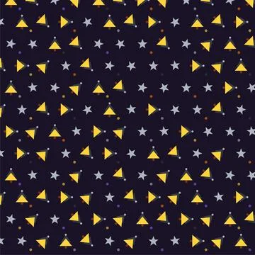 Christmas holiday pattern featuring stylized trees and stars on dark backgrou Stock Illustration