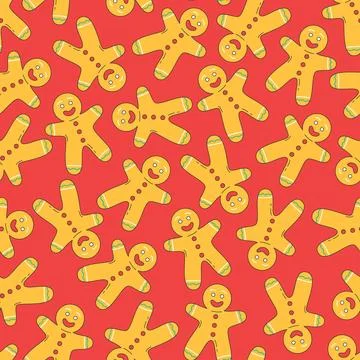 Christmas holiday seamless pattern with Gingerbread man. Vector illustratio.. Stock Illustration