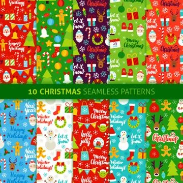 Christmas Holiday Seamless Patterns Stock Illustration